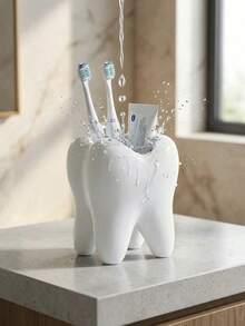 1/2pcs Toothbrush Holder With Teeth, Cute Bathroom Toothbrush Storage Cup, Suitable For Manual Toothbrush And Toothpaste, Small Dental Care Supplies, Home Bathroom Storage Organizer, Bathroom Accessories, Christmas Gift, Toothbrush Storage Rack - Multicolor - View 6