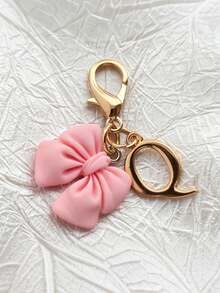 1pc 2-In-1 26 Letters + Pink Bow Lobster Clasp, Exquisite Cute Pink Bow Keychain/A-Z 26 Letters Keychain/Suitable For Bags, Wallets And Other Decorative Accessories, Ideal Holiday Gift Accessory - Multicolor - View 22