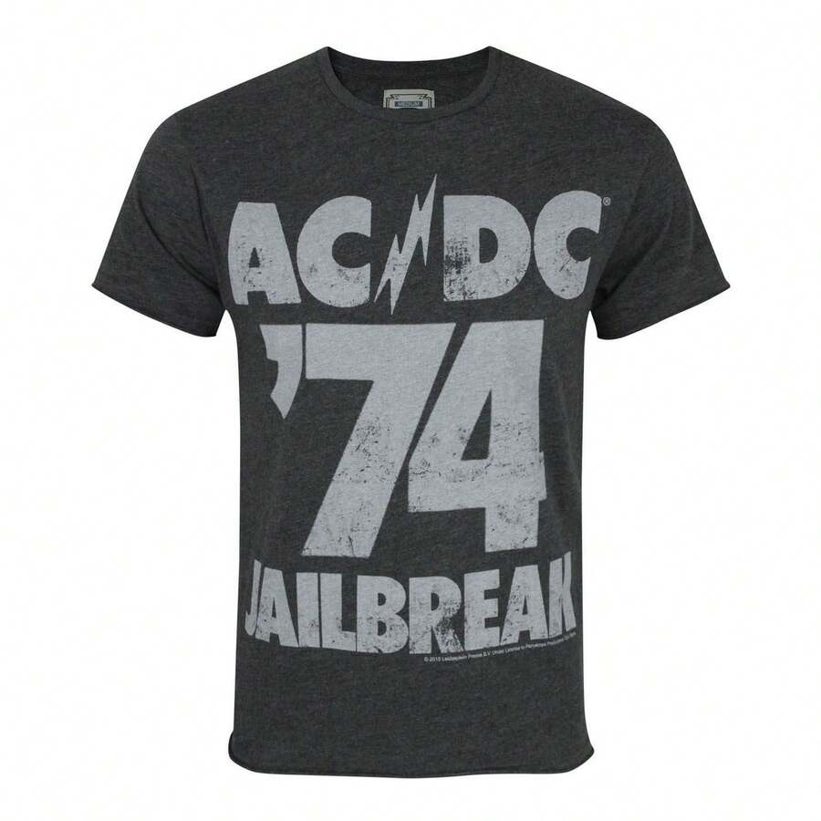 Amplified Mens AC/DC 74 Jailbreak T-Shirt - Charcoal - View 1