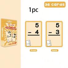 1/4 Set Math Flashcards, 36 Cards/Set, Includes Addition, Subtraction, Multiplication, Division, Rounded Corners, Reusable Learning Cards, Erasable, Multicolor, Portable, Suitable For Addition, Subtraction, Multiplication, Division Practice, Math Games, Teaching Aid, Back To School Stationery, Teacher Gift - Multi-color - View 10