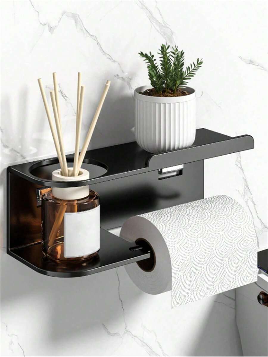 1pc Wall-Mounted Tissue Holder, Can Be Used As Bathroom Fragrance Storage Rack, Multi-Function Storage Rack, Toilet Paper Holder, Suitable For Kitchen And Bathroom, Bathroom Accessories - Multicolor - View 1