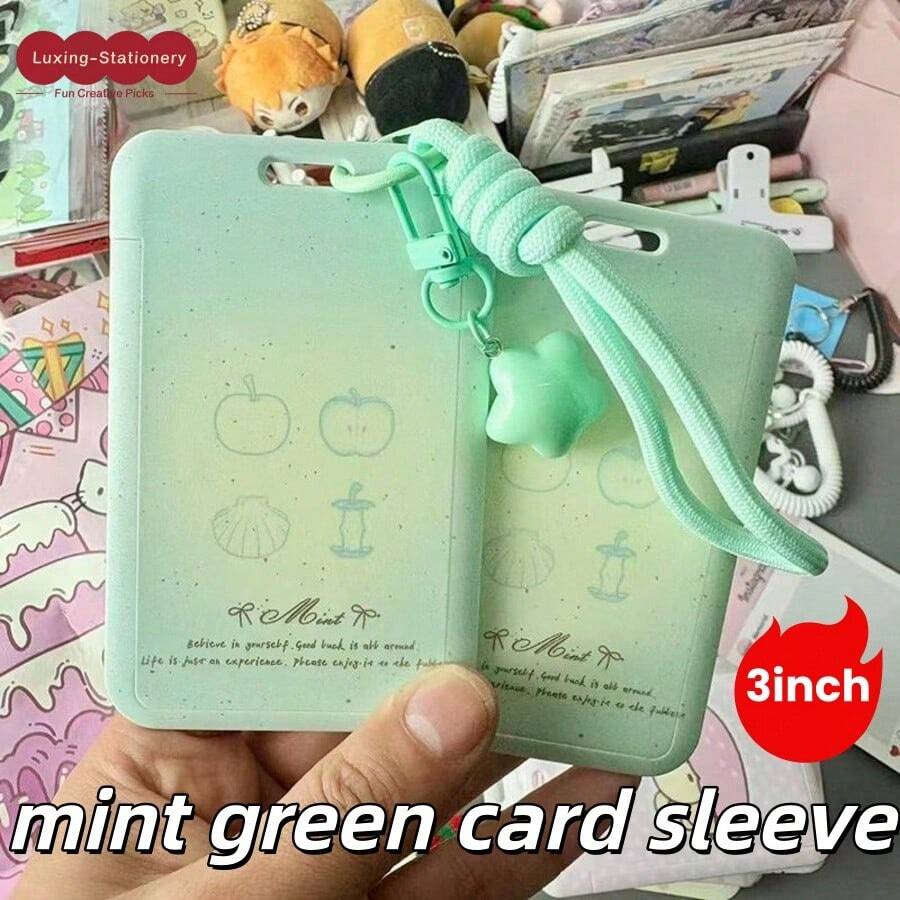 Mint Green Apple Card Holder Keychain ID Badge Protector Lanyard For Subway, Bus, Campus Card, Access Card, Meal Card, Suitable For Students, Office Workers, Fans, Campus Commute, Daily Travel, Anti-Loss Protection, Backpack Charm, Anime Goods Matching, Convention Carrying, Birthday Gift, Holiday Present, Back To School Stock, Cute Style Accessory, Portable Pendant, Dorm Entry, Office Clock-In, Home Daily Use, Commemorative Item, Best Friend Gift, Photo Prop, Festival Good, ID Storage, Card Holder, Travel Companion, Gift Matching - A - View 1