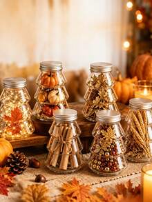 5pcs/Set Botol Bening Berbentuk Pohon Natal, Wadah Hadiah Liburan, Cocok untuk Dekorasi Natal, Dekorasi Meja Thanksgiving, Suvenir Pesta, dan Dekorasi Rumah - Clear - View 4