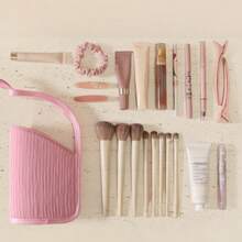 Flexible Standing Makeup Bag, Semi Transparent Travel Wash Bag, Standing Portable Makeup Brush Storage Bag, Large Capacity Storage Makeup Brush, Lipstick Pencil, Cosmetics Suitable For Travel And Vacation, Convenient Storage And Carrying Of Cosmetics - Multicolor - View 6