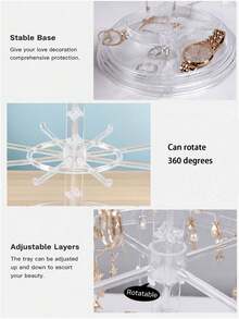 Multi-Functional Keychain Organizer Rack, 16-24 Hooks, 360° Rotating, Adjustable Height, Can Store Keychains, Jewelry, Brooches, Accessories, Capsule Toys, Desktop Decoration, Christmas, Valentine's Day, Back To School Gifts - Clear - View 7
