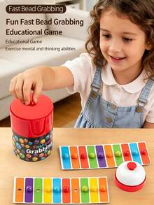 Children's Colorful Ball Card Game Set, Lucky Draw Game, 90 Colorful Balls, 1 Game Box, 6 Cards, 1 Bell, Multi-Player Entertainment, Develop Color Recognition And Reaction Ability, Suitable For Children's Party, Parent-Child Interaction, Ideal Gift For Holiday And Birthday - Multicolor - View 6
