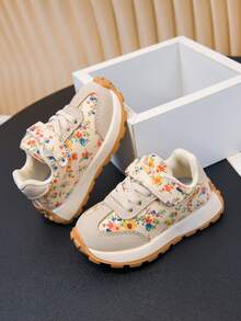 New 2026 Kids' Spring/Autumn Floral Vintage Sports Shoes, Non-Slip Sneakers For Girls - Red - View 6