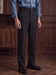 1 buah Celana Panjang Pria Kasual Bisnis Semi-Formal Pinggang Elastis Desain Saku Koin Minimalis untuk Semua Musim Semi/Gugur - Hitam - View 3