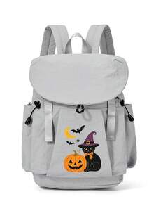myco bags Unisex Portable Backpack, Halloween Pattern, Durable Polyester, Sturdy Zipper, Adjustable Shoulder Straps, 2D Print, Essential For Outings, Fashionable Student School Bag | Spacious And Convenient, New Back-To-School Bag, Suitable For Commuting, Travel, Casual, College Daily Wear - Multicolor - View 8