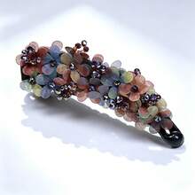 Colorful Floral Vertical Hair Clip Large Banana Clip Ponytail Clip Fabric Handmade Silk Chiffon Twist Clip - Color - View 4