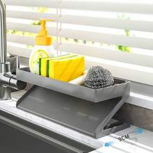 1pc Kitchen Sink Organizer Rack, Dishcloth Drying Rack, Countertop Dish Soap & Brush Storage Rack With 45° Slanted Auto-Drain Tray And Dishcloth/Towel Hanging Bar - Multicolor - View 10
