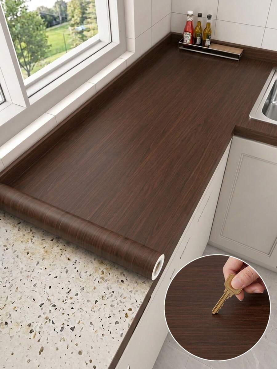 Furniture Refurbishment Wood Grain Contact Paper, Heat Resistant, Scratch-Resistant, Waterproof Self-Adhesive Decorative Wallpaper, Peel And Stick Concealment Sticker, Suitable For Kitchen, Countertop, Tabletop, Furniture, Wardrobe, Desk And Rental Home Renovation