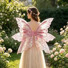 Adult & Fairy Wings Set, Includes Flower Crown, Fairy Hair Accessories With Sequins, Magic Wand And Elf Ears Organza Butterfly Wings Halloween - A - View 4