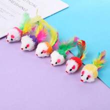 5/10/15/20pcs Plush Mouse Cat Toys, Helps Dental Health, Interactive Indoor Play And Teeth Cleaning, Random Colors, Small Mouse Without Cage - Multiple Styles - View 3