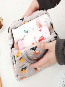 Cute Animal Pattern Insulated Waterproof Dust-Proof Leak-Proof Stain-Resistant Easy-To-Clean Portable Large Capacity Fresh-Keeping Lightweight Handheld Foldable Picnic Hiking Work School Daily Gift Lunch Bag - Multicolor - View 5