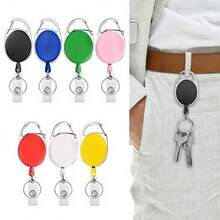1pc High-Quality Retractable Badge Holder, 360° Rotating, With Belt/Carabiner, Built-In Nylon Cord, Key Ring, Snap Button And PVC Lanyard - Perfect For Organizing Multiple IDs, Cards, Tickets And Cash. Car Accessory, Cute Gothic Y2K Halloween Accessory, Teacher's Day Gift. - Multicolor - View 4