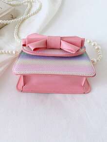1pc Girls Bow PU Magnetic Closure Fashion Crossbody Bag Suitable For All Seasons Daily Use - A - View 8