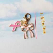 20pcs Flat 2D Breast Cancer Awareness Thank You Keychain Set - Includes Pink Ribbon And Pink Bow Pendant - Bulk Charity And Survivor Gift, Pink Bowtie Butterfly Keychain With Inspirational Set Suitable For Employee Corporate Social Responsibility Breast Cancer Awareness Support Gift - Pink - View 3