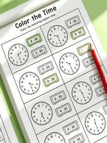 This Time Matching Clock Practice Book Is Specially Designed For Young Elementary School Children, Making It A Highly Practical Early Education Tool For Learning To Tell Time. With Numerous Cute Clock Faces, It Can Also Train Observation, Concentration, And Hand-Eye Coordination Skills. It's Perfect For Home Early Education And Enlightenment Practice, Allowing Children To Learn While Playing And Easily Master The Skill Of Telling Time. - Multicolor - View 6
