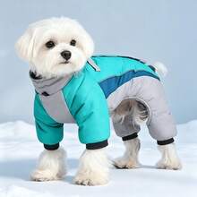 Dog Outdoor Warm Four-Leg Jacket Windproof Snow Coat With Reflective Strip Adjustable Design And Leash Ring, Suitable For Small To Medium Dogs For Walking And Outings Pet Clothing - Cadet Blue - View 9