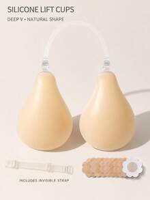 1 Set/10pcs Women's Silicone Back Support Bra, Invisible Shoulder Straps, Lifting Breast Pads, Adhesive Nipple Covers, Suitable For Various Occasions Lingerie Accessories - Multicolor - View 2