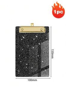 1pc Sparkly Pink Glitter Acrylic Clipboard, Portable Golden‑Clip Writing Board, Decorative Light‑Weight Document Holder For School, Office & Travel Note‑Taking & Paper Organizing - Rectangle - View 12