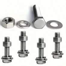 240pcs Premium Steel Hex Bolt & Nut Set - Durable, Corrosion-Resistant With M4 & M5 Sizes, Full Thread & Washers, Fit For Mechanical Applications - Silvery - View 4