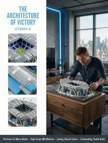 2768 Piece Miniature Building Blocks Set Of Football Field, Football Field Mini Brick Model, Adult Stress-Reducing Building Set, Sports Fan Collection And Display Model, Desktop Home Decoration Item, Architectural Simulation Landmark Model - Boxed - View 4