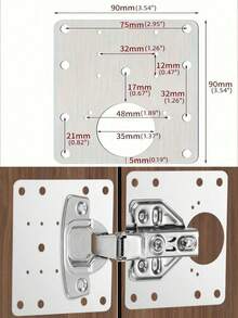 MIBORIL Stainless Steel Cabinet Door Hinge Repair Parts, Suitable For Wardrobe Door Hinge Repair Installation, Furniture Drawer Countertop Hinge Fixing Repair Plate - Silver - View 7