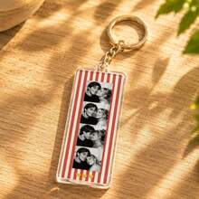 Personalized Photo Booth Acrylic Bar Keychain, Customized Couple Photo Pendant, Letter Heart Bag Strap, Gift For Best Friend - Multicolor - View 7