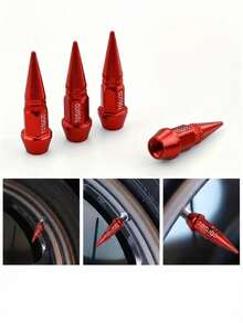 Tutup Katup Ban Logam Tahan Lama - Tutup Pelindung Debu Roda Anti Korosi Merah, Dengan Ujung Hitam dan Garis Logo Putih, Tutup yang Mudah Dipasang dan Kompatibel dengan Mur, Cocok untuk Mobil, Sepeda Motor (Motor/S/Radial) - MultiWarna - View 2