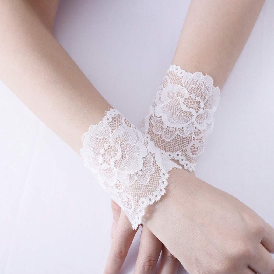4 Pairs Lace Dress Anti-Slip Armbands With Fixing Straps - Armbands, Summer Handbands With Lace Decoration, Suitable For Jackets, Sweaters, Blazers, Shirts, Suits, Etc., Comfortable, Non-Tight, Removable Without Sewing - Multicolor - View 1