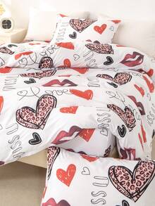 2/3pcs Heart Pattern Duvet Cover Set, Soft Breathable Anti-Pilling All Season Bedding, Without Comforter Insert, Wrinkle-Resistant, Comfortable Sleep, Machine Washable, Suitable For Single/Double/Queen/King Bed, Multiple Colors Available, Bedroom Decor, Valentine's Day Gift - Multicolor - View 2