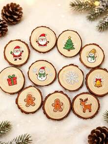 4 Pcs Natural Wood Slices For Table Centerpieces And Crafts - Perfect For Painting, DIY Projects, Wedding Decor, Christmas Decor, Room Decor, Bedroom Decor, Home Decor - Multicolor - View 9