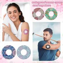 1 Box - 2/6/10pcs Adhesive Patches For Libre 2 Sensor, Mandala Floral CGM Patch Waterproof CGM Cover Sweat-Proof Colorful Sensor Blood Glucose Monitoring Protective Cover Detachable Strap - View 5