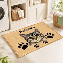 1pc, Calico Cat Pattern Printed Faux Cashmere Kitchen Mat, Absorbent Kitchen Floor Mat, Kitchen Rug, Long Strip Foot Mat, Sink Front Mat, Suitable For Kitchen, Bathroom, Entryway, Hallway, Laundry Room And Home Decor - Multicolor - View 8