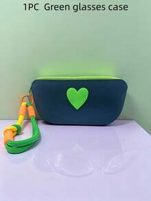 1 Peça Bolsa de Armazenamento de Óculos em Formato de Coração de Silicone com Corda Trançada à Mão, Cor Aleatória, Bolsa de Óculos Fashionável de Cor Fresca - Multicolorido - Visão 13