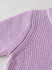 女童可愛萬聖節南瓜頭刺繡圓領長袖針織套頭毛衣，適合萬聖節、日常休閒、度假，春秋冬季穿著 - 紫色 - 查看 8