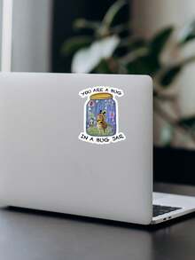 1pc Funny Meme Cat Sticker, You Are A Bug In A Bug Jar Sarcastic Quote Vinyl Decal, Weird Humor Waterproof Sticker For Water Bottle Laptop Skateboard, Novelty Gift For Friends Meme Lovers - Multicolor - View 4