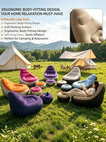 1/2/3/4pcs Camping Essential Inflatable Sofa Bed Combo Set, Can Be Used As Inflatable Mattress, Portable Foldable Comfortable Outdoor Gear For Summer, Suitable For Park, Beach And Home, Holiday Essential, Ideal Gift For Mother's Day, Father's Day And Back To School Season (Random Style) - Multicolor - View 7