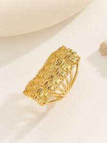 1pc Fashionable Personalized Heart Ring, Suitable For Women's Daily Commute Wear, Holiday Party Gift - Gold - View 4