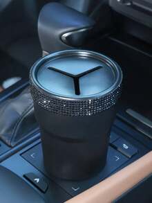 Fashionable Minimalist Rhinestone Car Coin Storage Cup, Multi-Functional Storage Cup, Anti-Slip Design, Convenient For Storing Loose Change, Practical And Convenient - Rhinestone Style - View 9