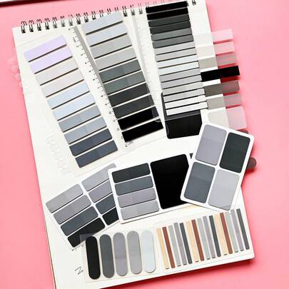 8 Styles Combination 1 Set Multi-Shape Index Labels PET Semi-Transparent Grey Series Sticky Notes Marker Tabs Student Textbook Record Tabs Reading Notebook Memo Stickers School Supplies Back To School Supplies Ultra-Thin Index Tabs