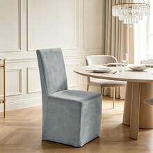 1pc Silver Fox Velvet Full Chair Cover, Solid Color Knitted Texture, Soft And Elastic Fabric, Tight Fit To Chair Body Without Shifting, Machine Washable And Easy To Care, Suitable For All Seasons, Applicable To Living Room/Bedroom/Dining Room/Study/Outdoor - Multicolor - View 7