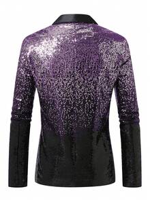 Men's Sequin Fashion Versatile Commute & Travel Blazer - Purple - View 3