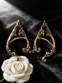Ganchos de Orelha de Elfo com Flor de Rosa Vintage, Clipes de Orelha de Fada Leves, Brincos de Elfo Envolventes Feitos à Mão Requintados, Adequados para Halloween, Tema Renascentista, Casamento, Uso Diário, Acessórios de Fantasia Cosplay, Podem Ser Dados como Presentes de Feriado, Aniversário, Dia dos Namorados para Meninas e Namoradas - Multicolorido - Visão 15