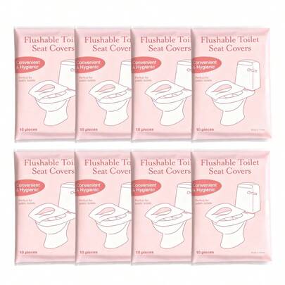 10/40/70pcs Disposable Toilet Seat Covers, Portable Travel Hotel Toilet Seat Pads, Individually Wrapped, Easy To Carry, Fits Most Toilet Shapes, Universal Hygiene, Suitable For Public Restrooms, Airplanes And Camping