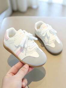 1 Pair Pink Kids' Sports Shoes, Soft Non-Slip Sole, Fashionable , Versatile For All-Season Outdoor Wear - Pink - View 3