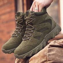Sepatu Boots Kasual Pria Gaya Vintage Model Tinggi dengan Tali dan Sol Tebal, Tersedia Berbagai Pilihan Warna, Cocok untuk Perjalanan Sehari-hari - Hijau - View 6