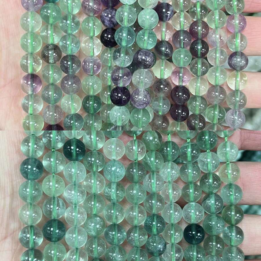 15" Natural Rainbow Fluorite Round Beads 4-12mm, DIY Jewelry Accessories, Healing Gemstone For Chakra Balance, Loose Beads For Bracelet Necklace Making - Multicolor - View 1
